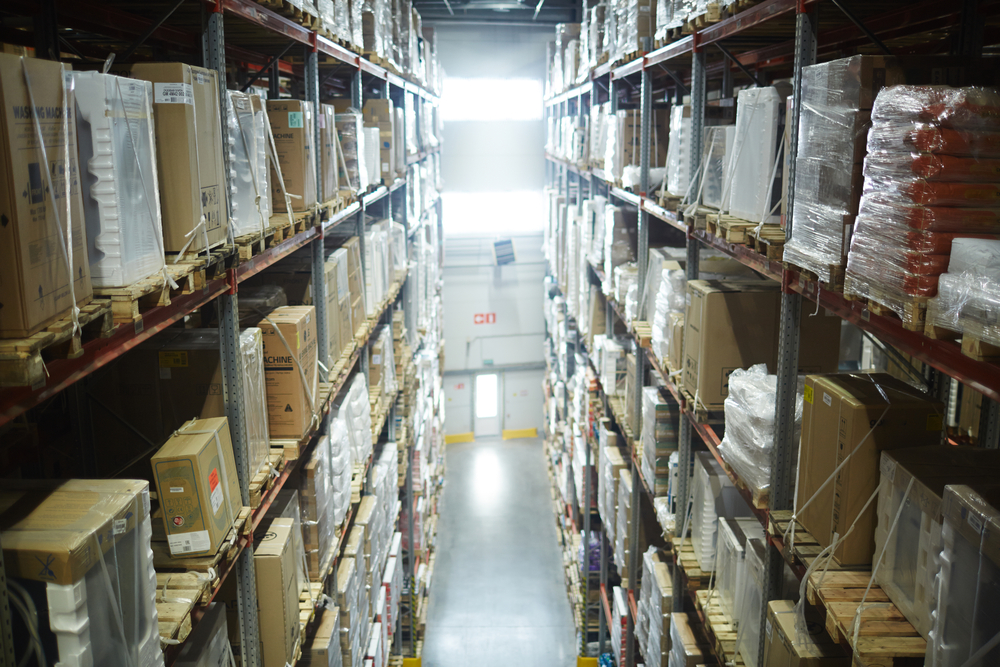 Rows of Shelves in Large Scale Warehouse